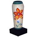 Painted Hibiscus Bud Vase on Wood Base