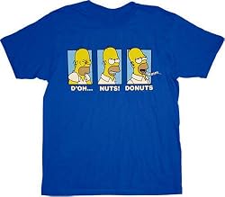 The Simpsons Homer D'oh Nuts Donuts Blue T-Shirt Tee