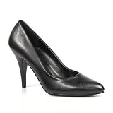 VANITY 420 4 Classic Pump, Black Leather-Size 10 by Pleaser