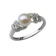 10K White Gold Pearl Diamond Ring - 7