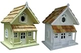 Home Bazaar 4 Piece White and Butterscotch Victorian Cottage Birdhouses Sold in packs of 4