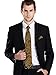 Landisun SILK Paisleys Mens SILK Tie Set: Necktie+Hanky+Cufflinks 651 Gold Black, 3.25