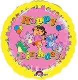 Printed Foil Balloon (18in, round) - Happy Birthday: Dora the Explorer(TM)