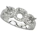14K White Gold Three Stone Round Diamond Semi Mount Engagement Ring