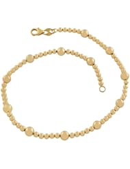 14 Karat Yellow Gold Station Bead Anklet (10 Inch)