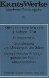 Kritik der reinen Vernunft
(Erste Fassung 1781)