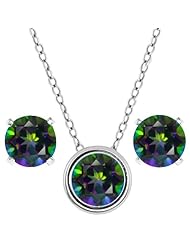Sterling Silver Round 6mm Pendant Earrings Set with 18" Sterling Silver Chain