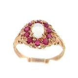 9K Rose Gold Ladies Opal & Ruby Victorian Style Ring - Finger Sizes 5 to 8 Available