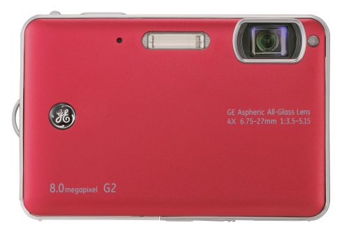 GE G2 Red Digital Camera (8MP x4 zoom, 2.7-inch LCD, 1600 ISO, Smile Blink Face Detection)