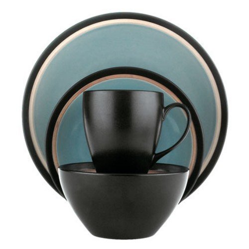 DANSK BOUNDARY BLUE EIGHT 4 PC PLACE SETTINGS WITH SOUP/CEREAL