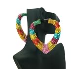 Basketball Wives POParazzi Rhinestone Heart Bamboo Earrings HE2021 Multi