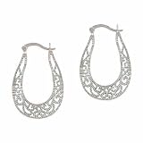 Vintage Sterling Silver D Cut Filigree Oval Earrings