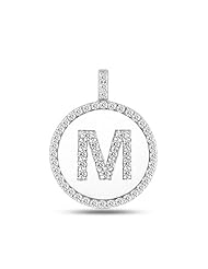 Diamond Initial "M" 14K White Gold Disk Pendant (0.65ct)