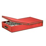 Honey-Can-Do SFT-01597 Ornament Storage Box with Movable Dividers, Holiday Red