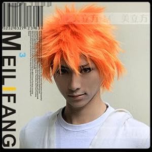 Bleach Kurosaki Ichigo Costume Short Orange Party Cosplay Wig