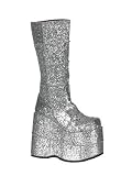 Very High Silver Glitter Demonia Platform Boot - MENS 6