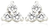  : 14k White Gold 3-Stone Diamond Stud Earrings (.24 cttw, J Color, I2 Clarity)