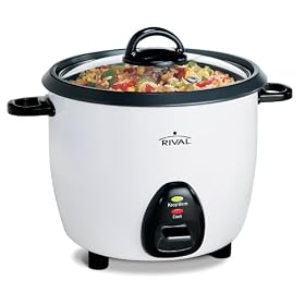 Rival RC161 16-Cup Rice Cooker with Steaming Basket, White