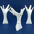 3 White Hand Necklace Chain Ring Jewelry Showcase Displays