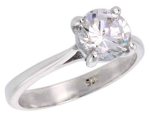 Sterling Silver 1 1/4 Carat Size Brilliant Cut Cubic Zirconia Solitaire Bridal Ring (Available in Sizes 6 to 10) size 6