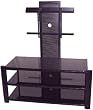 LSI Furniture "Stunning" 3-Tier Black Glass TV Stand