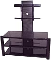 LSI Furniture "Stunning" 3-Tier Black Glass TV Stand