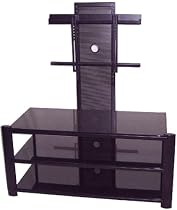 LSI Furniture "Stunning" 3-Tier Black Glass TV Stand