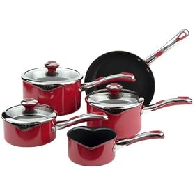 Meyer Select Advantage Non-stick Cookware Saucepan Set, 5 Piece, Red 