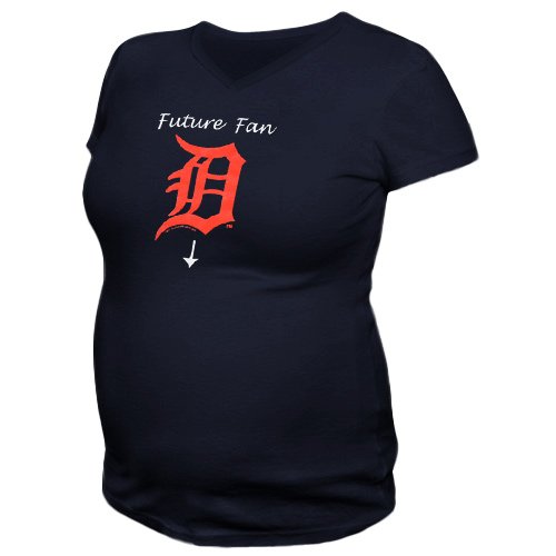 Detroit Tigers Ladies Future Fan Maternity V-Neck T-Shirt - Navy (Small)