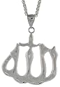 Sterling Silver 2 1/8" (54 mm) Diamond Cut Allah Pendant