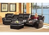 Teramo BLACK LEATHER RECLINING SECTIONAL SOFA-HOME THEATER SEATING