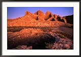 Sunset on Kiva at Pueblo Del Arroyo, Chaco Culture National Historical Park, USA Collections Framed Photographic Poster Print by John Elk III, 35x25