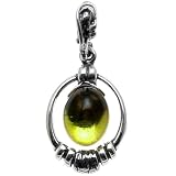 Certified Genuine Caribbean Amber and Sterling Silver Oval Pendant