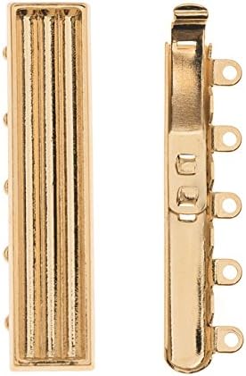 Elegant Elements, 5-Strand Channeled Box Clasp For Delica Seed Beads 33x7mm, 1 Set, Gold Plated