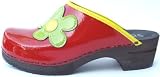 Sanita Women's Red Whimsy Open Back Wooden Clogs Shoes - Retro Collection (36 EU (5.5-6 US), Red)
