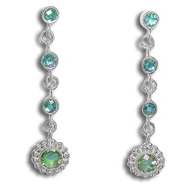 Sterling Silver Caribbean Quartz and Rainbow Teal Quartz Post Earrings by... by Amazon.com Collection