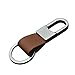 ChuangYi Gift Clip on Belt Loops Pants Buckle leather Polished Sliver Keyring Keychain Car Key Chain Ring Key Brown