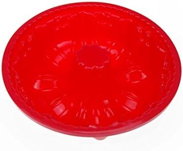 MIREN 10 Inches Large Pumpkin Shape Silicone Cake Mold,Baking Tool,Bread Chocolate Silicone Mold Fluted Mold Bunt Pan (Red)