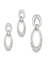 Sterling Silver Cz Oval Earring & Pendant Set