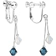 Blue White Crystal Sports Team Clip On Earrings