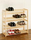 SHOE RACK 4 TIER NATURAL WOOD CRISS CROSS DESIGN