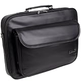 17 inch Black Genuine Leather Computer Laptop Briefcase Notebook Shoulder Messenger Carry Bag