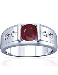18K White Gold Cushion Cut Ruby Solitaire Ring