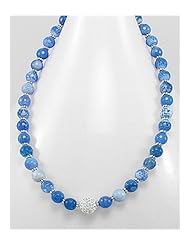 Light Sky Blue Agate Necklace In Brass