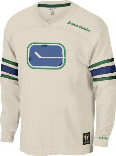 Buy Vancouver Canucks -Putty- Vintage Logo Long Sleeve Jersey