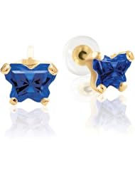 Bfly® Girls 14k Gold September Birthstone Butterfly CZ Earrings with Safety Backs