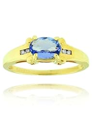 14k Yellow Gold Beautiful Tanzinite Oval Gemstone and Diamond Ring