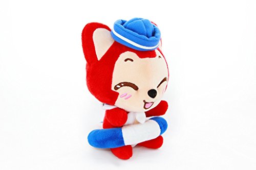 Ali The Fox Cut Plush Huggable Blue Hat Sailor Fox Toy Soft Doll, Size:7.5" X 5", Color Red