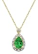 10k Yellow Gold, May Birthstone, Lab-Created Emerald and Diamond Pear Shaped Pendant