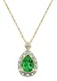 10k Yellow Gold, May Birthstone, Lab-Created Emerald and Diamond Pear Shaped Pendant
